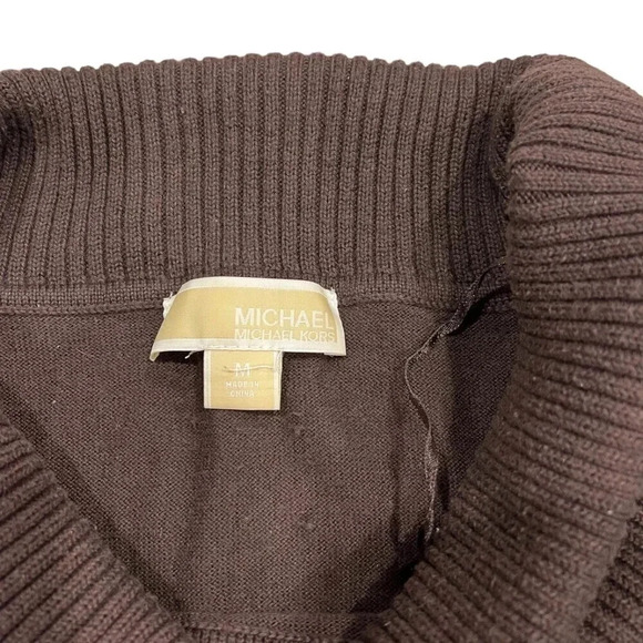 Michael Michael Kors Brown Fringe Hem Western Cowl Sweater M - Picture 3 of 4